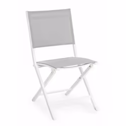 Chaise d'extérieur en aluminium Blanc Gris ELIN 47x57x h88 cm Caractéristiques Chaise en aluminium Couleur Blanc, enduit de p ...
