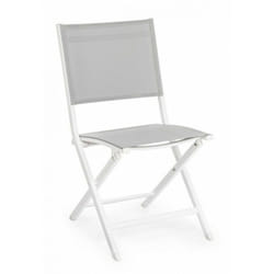 Bizzotto - Chaise d'extérieur en aluminium Blanc Gris elin 47x57x h88 cm
