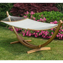 Bizzotto - Hamac sur pied 383x89x120 cm en toile et bois d'eucalyptus
