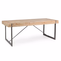 Bizzotto Garrett, Forme rectangulaire, Table fixe, Bois naturel, Bois, 2 pieds, Noir
