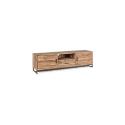 Bizzotto - Meuble tv 2 portes 1 tiroir 175x40x50 cm en acacia et métal - nesly