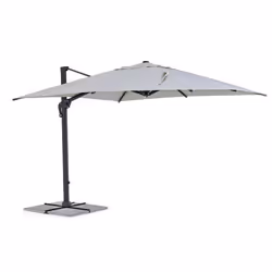 Bizzotto Ines Charc, Parasol d'aire de jeux cantilever, Carré, Gris clair, Polyester, Aluminium, Aluminium