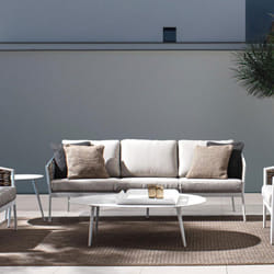 Table basse ovale de jardin 120x75x36 cm en aluminium blanc - kinsley