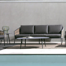 Bizzotto - Table basse ovale de jardin 120x75x36 cm en aluminium noir - kinsley