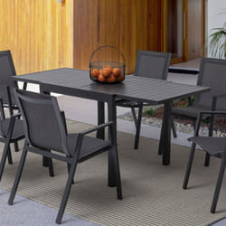 Table de jardin extensible 83/166 cm en aluminium anthracite - amina