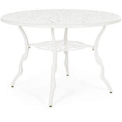 Bizzotto - Table de jardin ronde 110 cm en aluminium blanc - trogen
