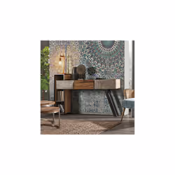 Ajoutez une touche de style à votre intérieur avec cette Console 3 tiroirs en bois naturel et gris - HAYAM . Le bois de mangu ...