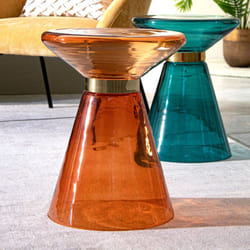 Bizzotto - Table d'appoint design 36x46 cm en verre ambré et doré - verla