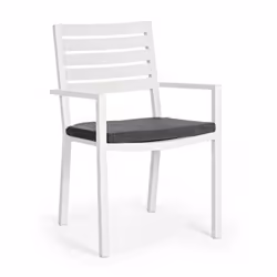 Chaise en aluminium blanc Helina avec accoudoirs Caractéristiques du produit: Structure en aluminium enduit de poudre (polyes ...