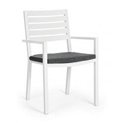 Bizzotto - Chaise en aluminium blanc Helina avec accoudoirs