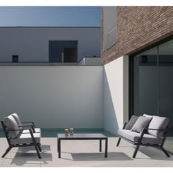 Bizzotto - Salon de jardin 4 personnes en aluminium gris et anthracite