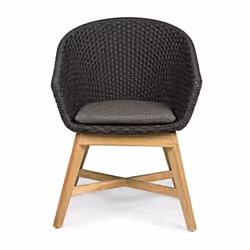 Bizzotto 0804733 chaise d'extérieur Linge Aluminium, Polypropylène (PP), Acier, Bois Charbon de bois