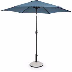 Relookez votre terrasse en choisissant ce parasol rond en toile bleu et mat en acier qui revêt un aspect décoratif. Il allie  ...