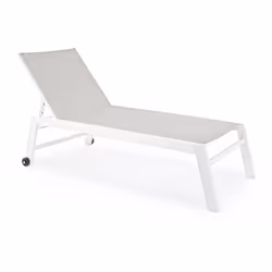 Profitez des beaux jours au-dessus de ce bain de soleil en aluminium blanc - LOUNA pour vous reposer et vous bronzer au solei ...