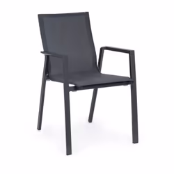 Fauteuil de jardin empilable Structure en aluminium Revêtement en textilène Coloris : anthracite Dimensions : H 88 x P 61,5 x ...