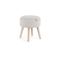 Tabouret coffre 39x39x42,5 cm en tissu bouclette gris clair - EBBA