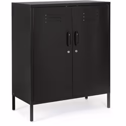 Voici un buffet bas 2 portes en métal noir . Ce modèle se distingue par son caractère pratique et fonctionnel. Il dispose d'u ...