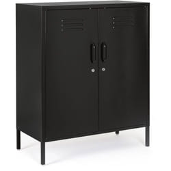 Buffet bas 2 portes 80x40x101,5 en métal noir