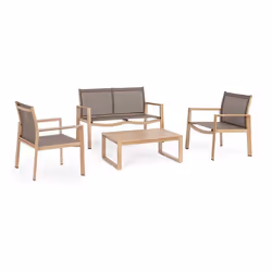 Salon de jardin bas Bizzotto Kallen 4 places - Naturel