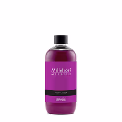 Millefiori Volcanic Purple, Bouteille, Liquide, Bergamote, Bois de cachemire, Patchouli, Poire, Pivoine, Framboise, Rose, Mus ...