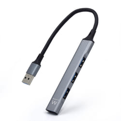 Ewent EW1144 hub & concentrateur USB 3.2 Gen 1 (3.1 Gen 1) Type-A 5000 Mbit/s Gris, Argent