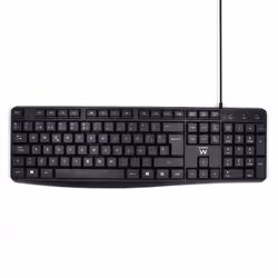 Ewent EW3001, Taille réelle (100 %), USB, Clavier à membrane, QWERTY, Noir