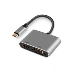 Ewent EW9700 câble vidéo et adaptateur 0,15 m USB Type-C HDMI + VGA (D-Sub) Noir, Argent