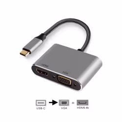 Ewent EW9700 câble vidéo et adaptateur 0,15 m USB Type-C HDMI + VGA (D-Sub) Noir, Argent