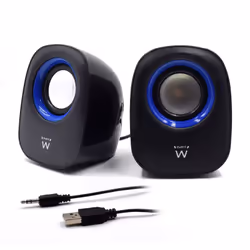 Ewent EW3501, 2-voies, 2.0 canaux, Avec fil, 5 W, 100 - 20000 Hz, Noir