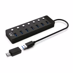 Ewent EW1147, USB 3.2 Gen 1 (3.1 Gen 1) Type-A, USB 3.2 Gen 1 (3.1 Gen 1) Type-A, 5000 Mbit/s, Noir, Acrylonitrile-Butadiène- ...