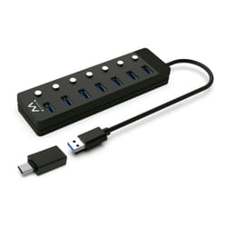Ewent EW1147 hub & concentrateur USB 3.2 Gen 1 (3.1 Gen 1) Type-A 5000 Mbit/s Noir