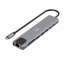 Ewent EW1146, Avec fil, USB 3.2 Gen 1 (3.1 Gen 1) Type-C, 87 W, 10,100 Mbit/s, Gris, MicroSD (TransFlash), SD