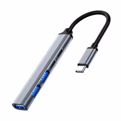 Ewent EW1149, USB 3.2 Gen 1 (3.1 Gen 1) Type-C, USB 2.0, USB 3.2 Gen 1 (3.1 Gen 1) Type-A, 5000 Mbit/s, Gris, Argent, 0,15 m, ...