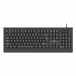 Ewent EW3286, Taille réelle (100 %), Avec fil, USB, Clavier à membrane, QWERTY, Noir