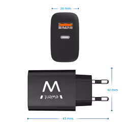 Ewent EW1319 chargeur d'appareils mobiles Universel Noir Secteur Charge rapide Intérieure