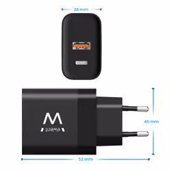 Ewent EW1327 chargeur d'appareils mobiles Universel Noir Secteur Charge rapide Intérieure