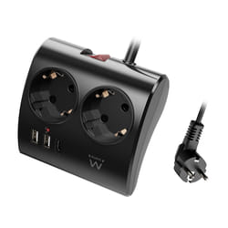 Ewent EW3871 multiprise 1,5 m 3 sortie(s) CA Intérieure Noir