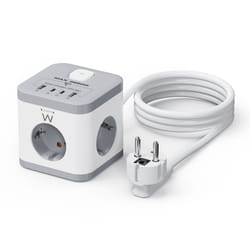 Ewent EW3863 multiprise 1,5 m 3 sortie(s) CA Intérieure Gris, Blanc