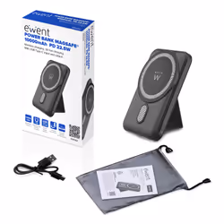 Ewent EW1162 banque d'alimentation électrique Lithium Polymère (LiPo) 10000 mAh Recharge sans fil Noir