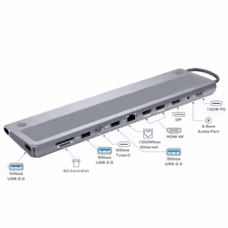 Ewent EW1150 station d'accueil Avec fil USB 3.2 Gen 1 (3.1 Gen 1) Type-C Aluminium - Vue supplémentaire 3