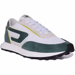 Diesel S-Racer LC Baskets à lacets en daim et maille pour hommes en blanc vert (Blanc Vert 42)