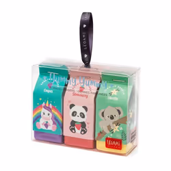 Gommes parfumées - LEGAMI - Yummy - Lot de 3 - Fraise raisin vanille - Modèles licorne koala panda