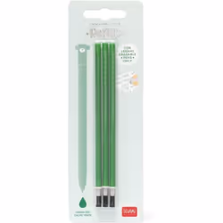 Recharge Legami pour Stylo Gel Effaçable - Pack de 3 - Encre Verte - Carte Blister