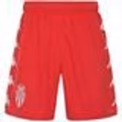 Short de football enfant Kappa AS Monaco rouge et blanc - technologie KOMBAT™ et HYDRO-WAY PROTECTION