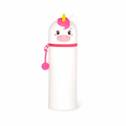 Legami Trousse en Silicone Souple 2-en-1 - Kawaii, Unicorn, Trousse à crayons, Silicone, Blanc, Image, Fermeture éclair, Enfa ...