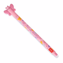 Stylo gel effaçable - LEGAMI - Papillon - Encre orange - Pointe 07 mm - Rechargeable