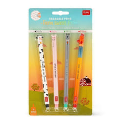 Stylos gel effaçables - LEGAMI - Farm Sweet Farm - 4 couleurs - Thermosensible - Pointe 07 mm