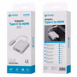 UNICO AD1848 câble vidéo et adaptateur 0,175 m USB Type-C HDMI Gris