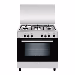 Glem Gas A855EI, Cuisinière, Noir, Acier inoxydable, Rotatif, Devant, Bas, Gaz