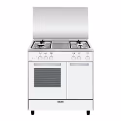 Glem Gas GA85PMWH, Cuisinière, Acier inoxydable, Blanc, Rotatif, Acier inoxydable, Acier inoxydable, Devant